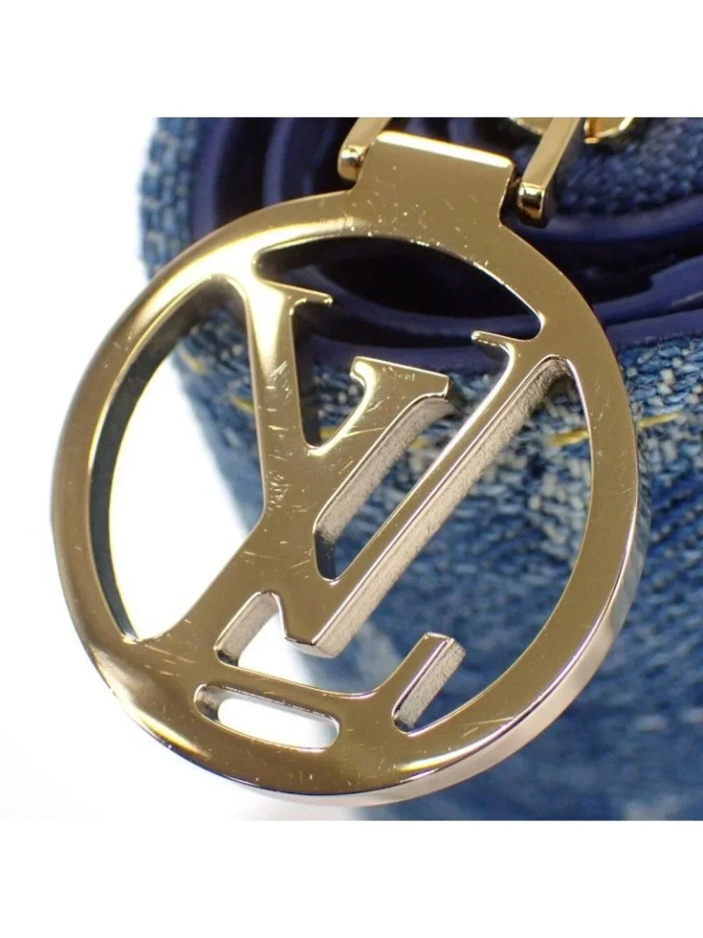 Louis Vuitton Portefeuille Lou Bifold Wallet Monogram Denim Blue Gold Included
